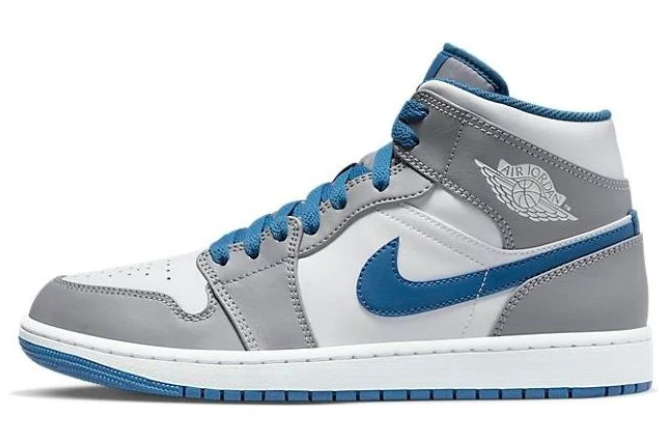 Air Jordan 1 Mid Sneakers - Cement Grey True Blue