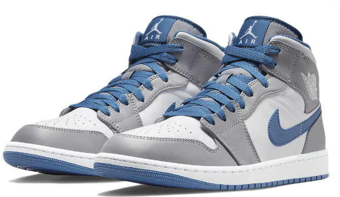 Air Jordan 1 Mid Sneakers - Cement Grey True Blue
