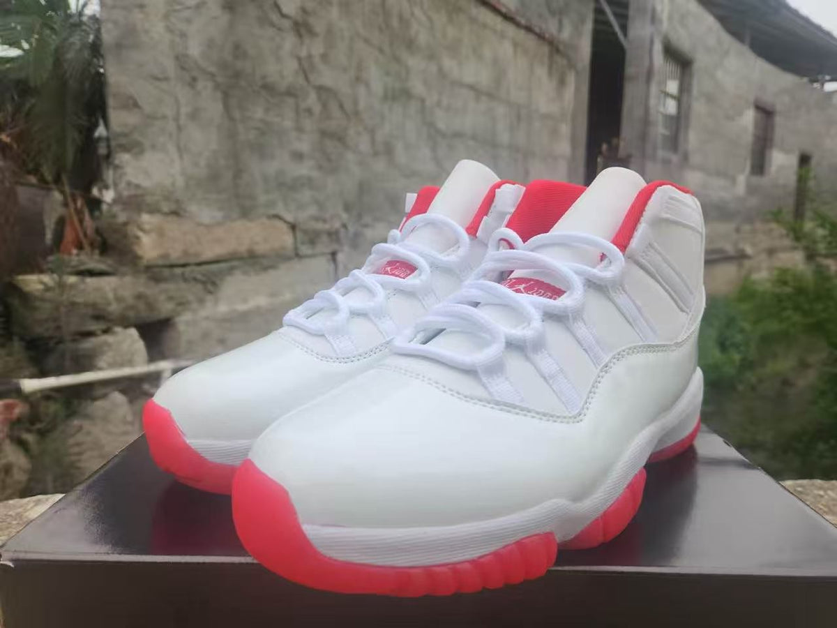 Air Jordan 11 White & Red High-Top Sneakers