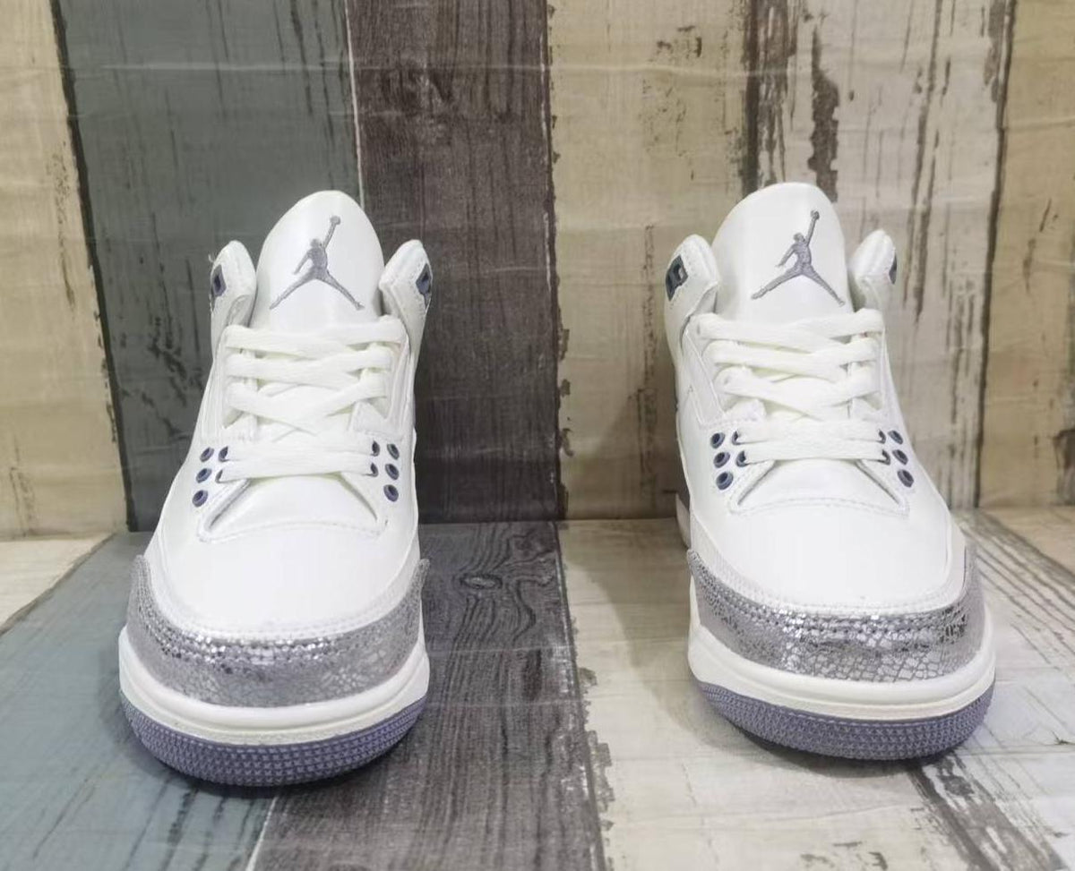 Air Jordan 3 Retro White & Silver Sneakers