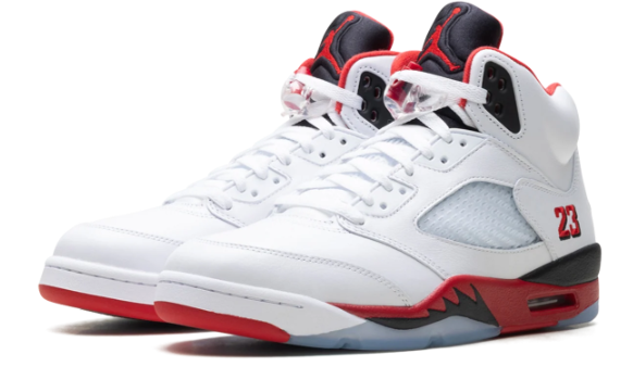 Air Jordan 5 Sneakers - Fire Red Black Tongue 2025