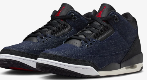 Air Jordan 3 Retro x Levi's - Indigo & Gym Red Sneakers